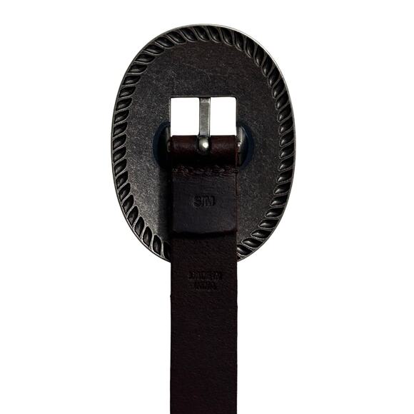 Abercrombie & Fitch X Kemo Sabe Western Ornamental Brown Leather Belt Size S M - Picture 6 of 9